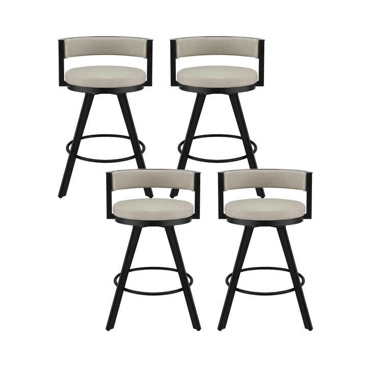 Artiss Bar Stools Set of 4 Swivel Kitchen Chair Metal Counter Beige Leather