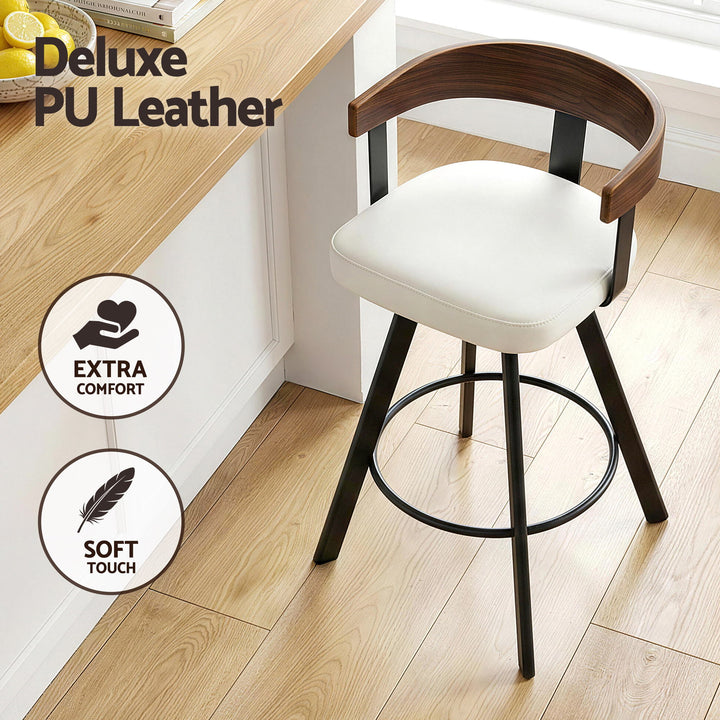 Artiss Bar Stool Swivel Metal Legs Kitchen Chair Bentwood Counter Leather White