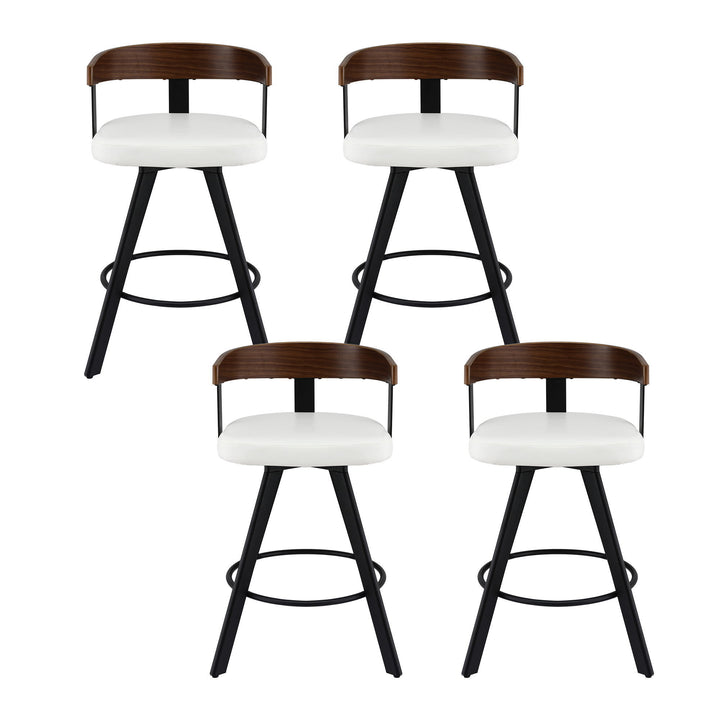 4x Artiss Bar Stools Swivel Kitchen Chairs Metal Legs Bentwood Counter White PU