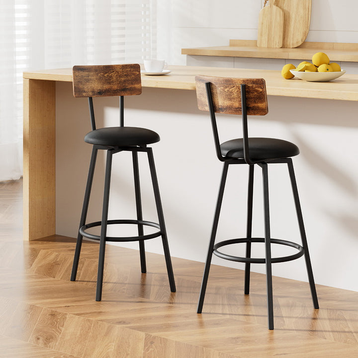 Artiss 2X Industrial Bar Stools Upholstered Counter Chairs Steel Frame Anti-Scratch