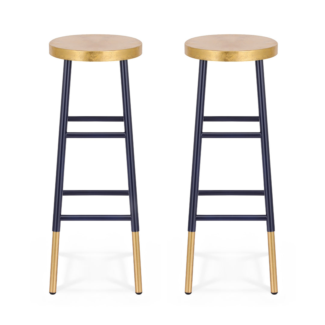 Artiss 2x Bar Stools Metal Gold Navy