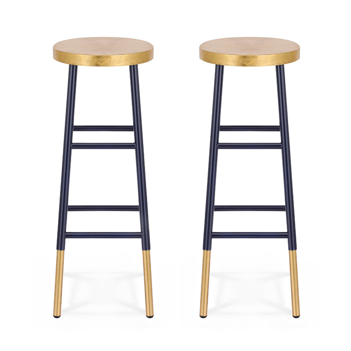 Artiss 2x Bar Stools Metal Gold Navy