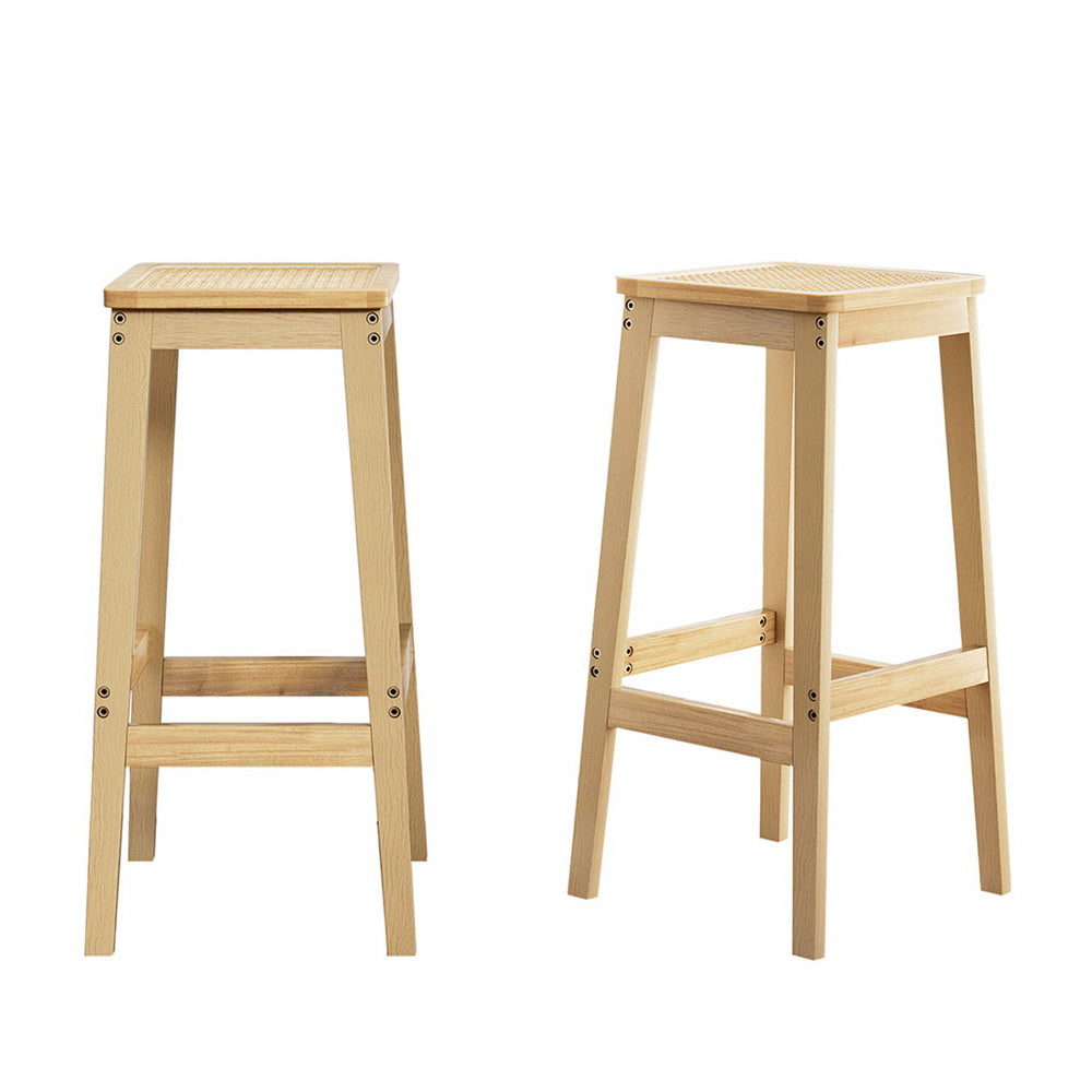 Kara Wooden Bar Stool (Set of 2) Natural 70cm