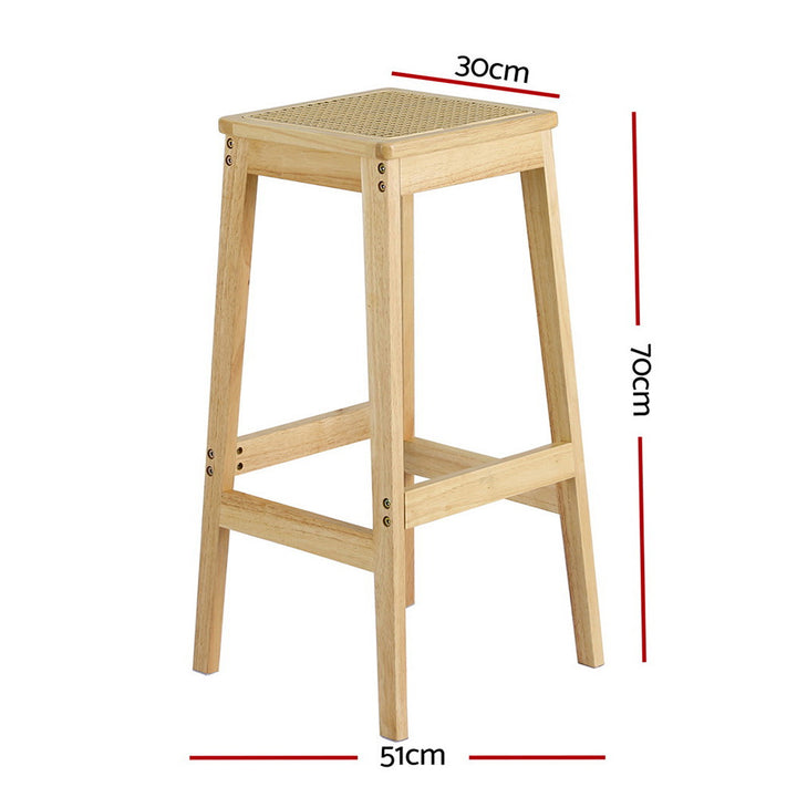 Kara Wooden Bar Stool (Set of 2) Natural 70cm