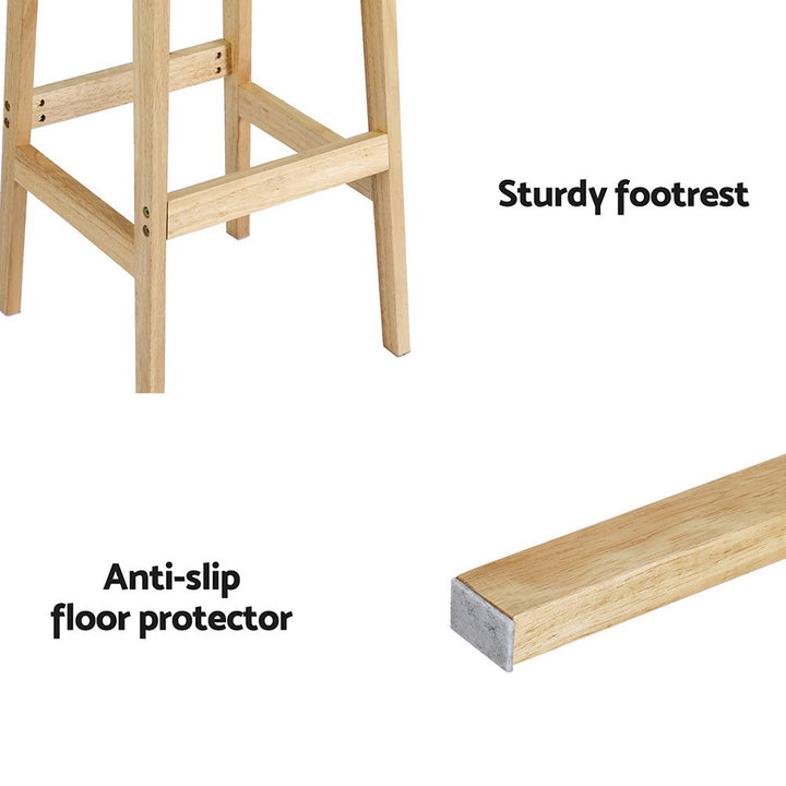 Kara Wooden Bar Stool (Set of 2) Natural 70cm