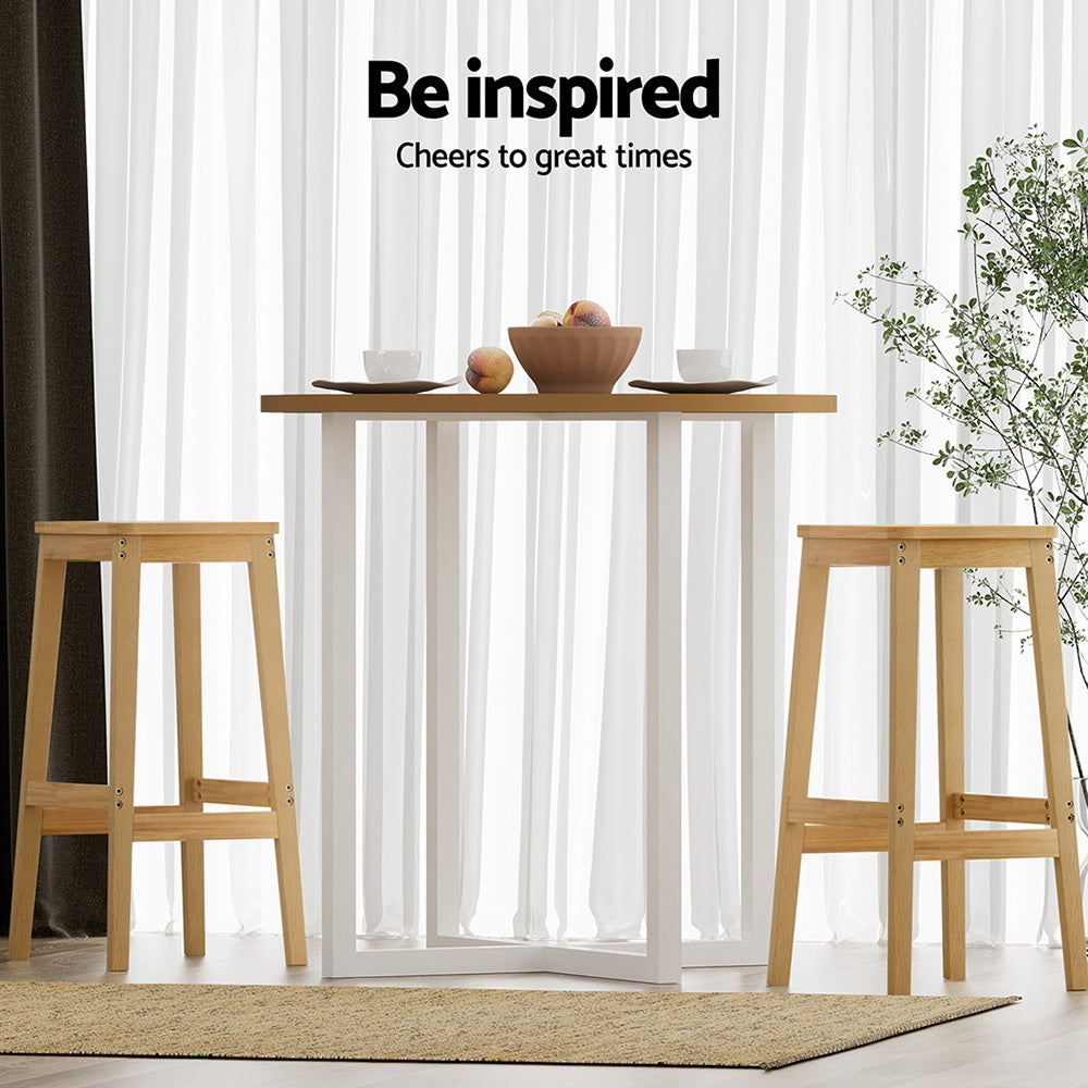 Kara Wooden Bar Stool (Set of 2) Natural 70cm