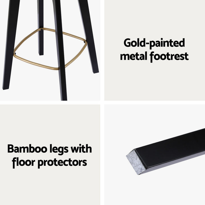 Artiss 4x Bar Stools Rattan Counter Kitchen Dinning Chair Bamboo Saddle Black