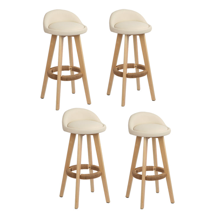 Darla Leather Bar Stool Wooden (Set of 4) Beige 69cm