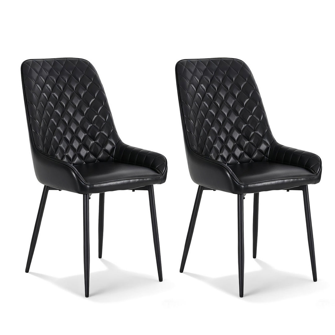 Artiss Leather Kitchen Dining Chairs Diamond Tufted (Set of 2) Black