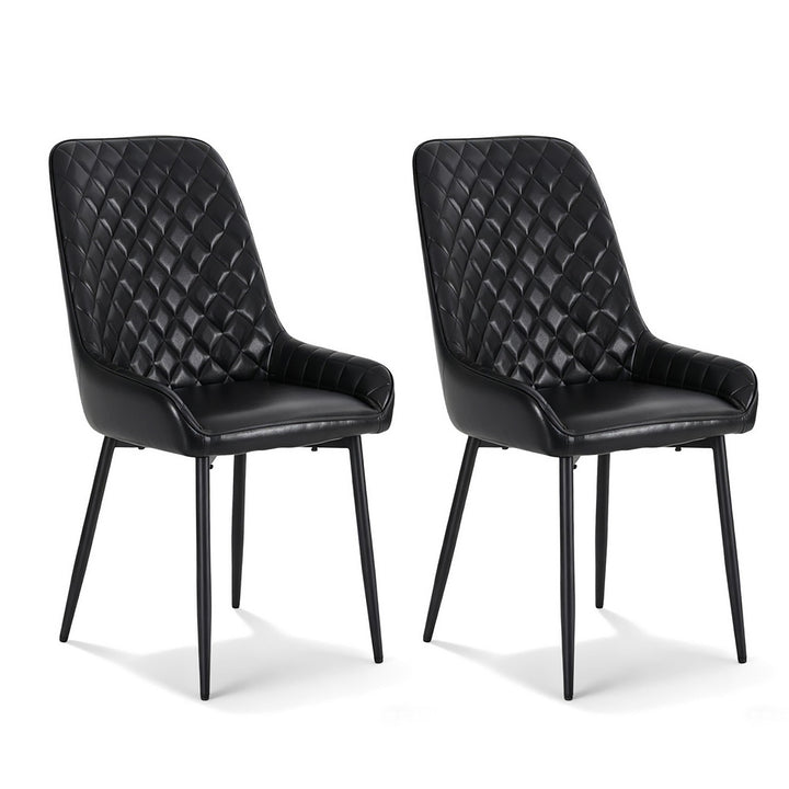 Artiss Leather Kitchen Dining Chairs Diamond Tufted (Set of 2) Black