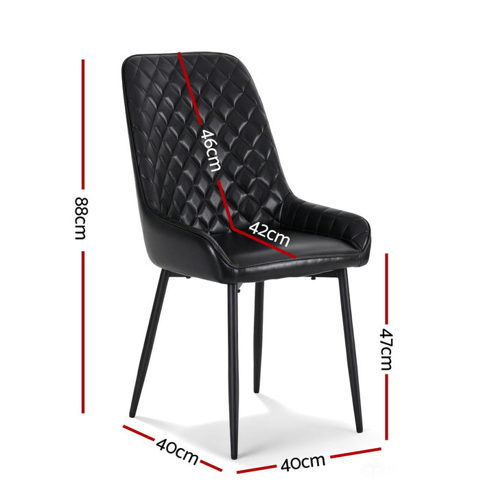 Artiss Leather Kitchen Dining Chairs Diamond Tufted (Set of 2) Black