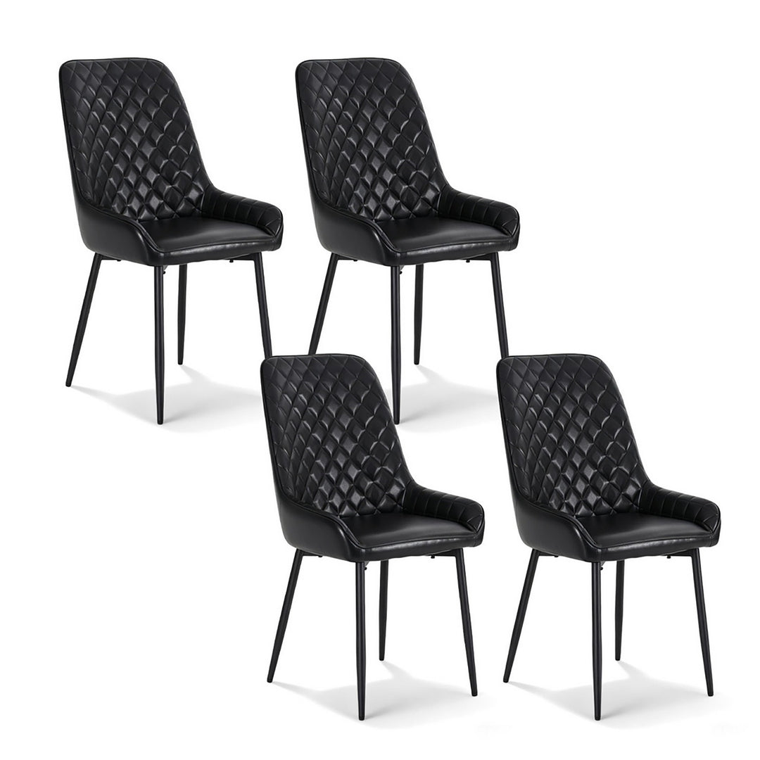 Artiss Leather Kitchen Dining Chairs Diamond Tufted (Set of 4) Black
