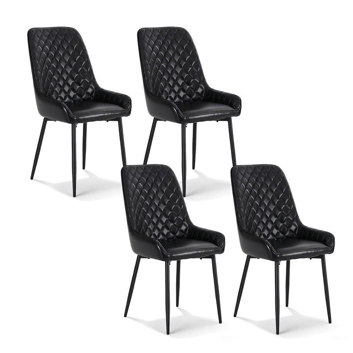 Artiss Leather Kitchen Dining Chairs Diamond Tufted (Set of 4) Black