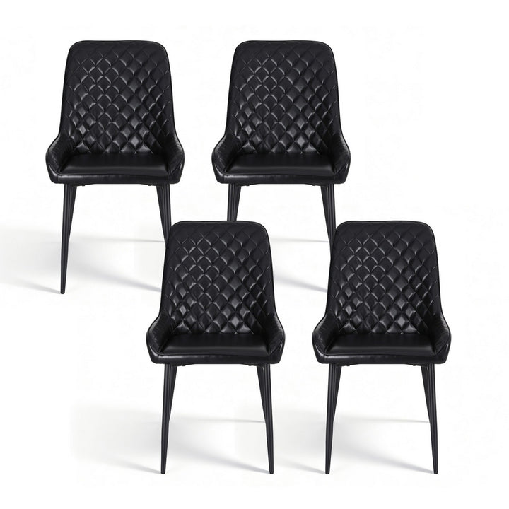 Artiss Leather Kitchen Dining Chairs Diamond Tufted (Set of 4) Black