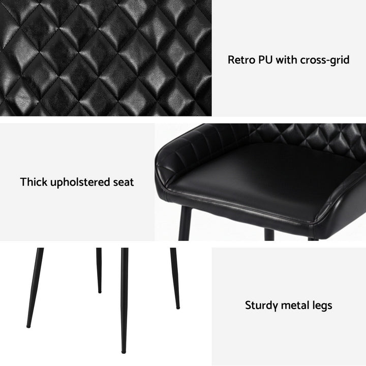 Artiss Leather Kitchen Dining Chairs Diamond Tufted (Set of 4) Black