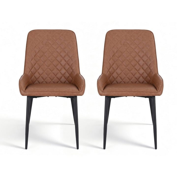 Artiss Leather Kitchen Dining Chairs Diamond Tufted (Set of 2) Tan