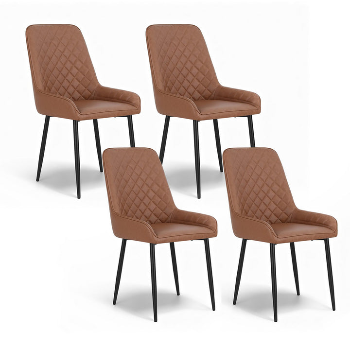 Artiss Leather Kitchen Dining Chairs Diamond Tufted (Set of 4) Tan