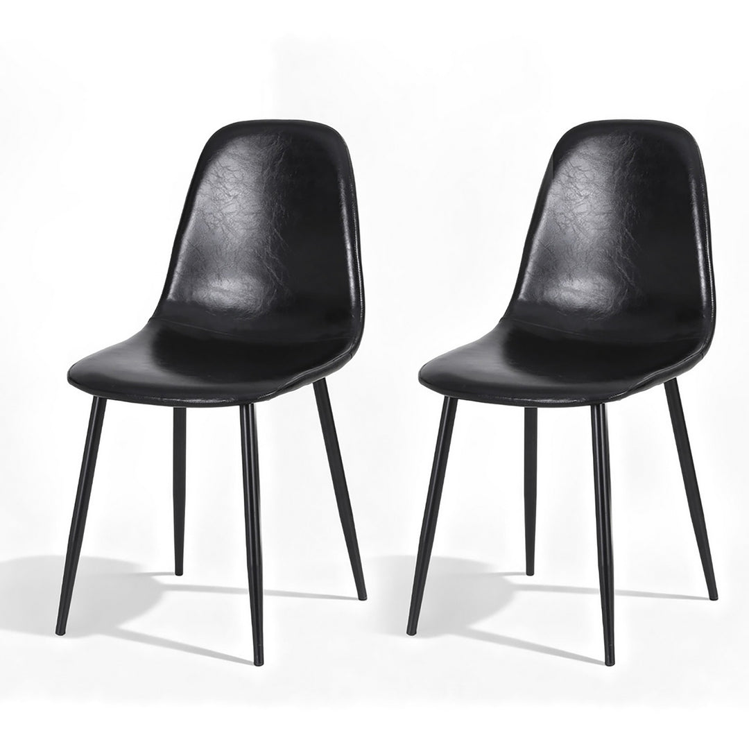 Artiss Leather Kitchen Dining Chairs Ergonomic (Set of 2) Black