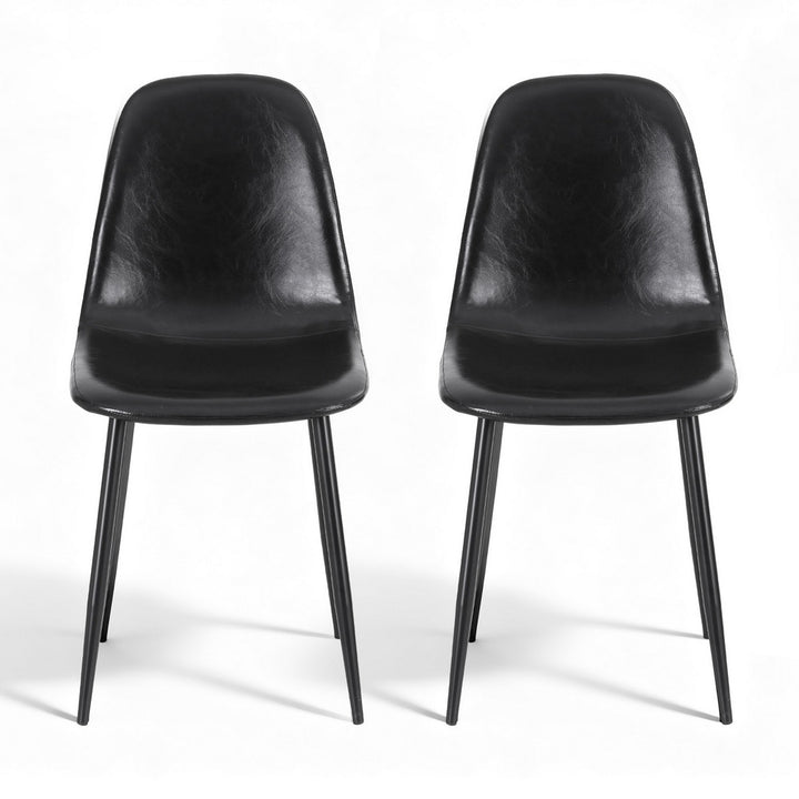 Artiss Leather Kitchen Dining Chairs Ergonomic (Set of 2) Black