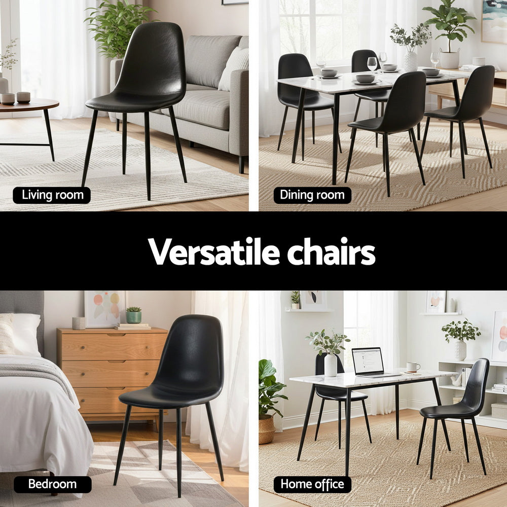 Artiss Leather Kitchen Dining Chairs Ergonomic (Set of 2) Black