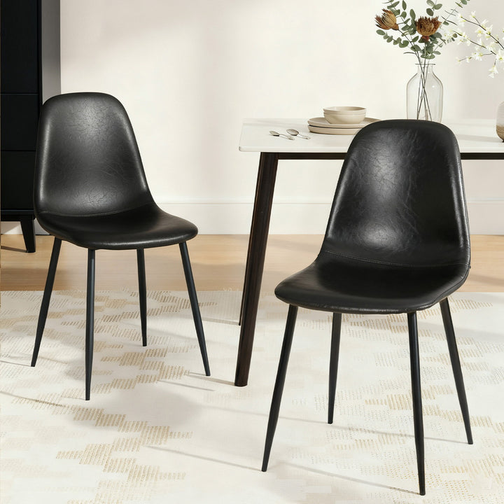 Artiss Leather Kitchen Dining Chairs Ergonomic (Set of 2) Black