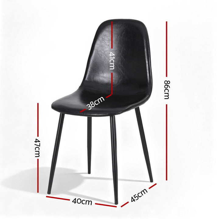 Artiss Leather Kitchen Dining Chairs Ergonomic (Set of 4) Black