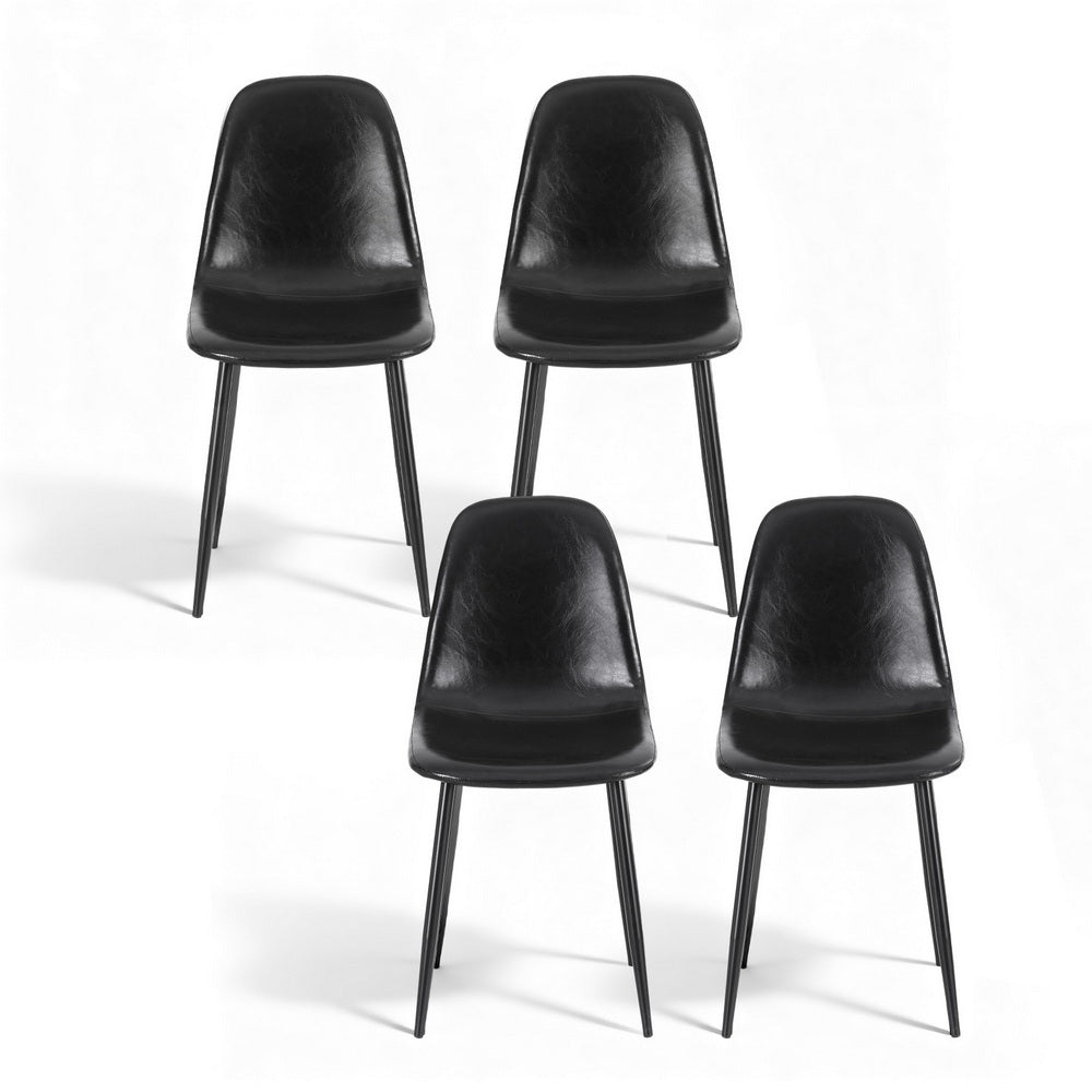Artiss Leather Kitchen Dining Chairs Ergonomic (Set of 4) Black