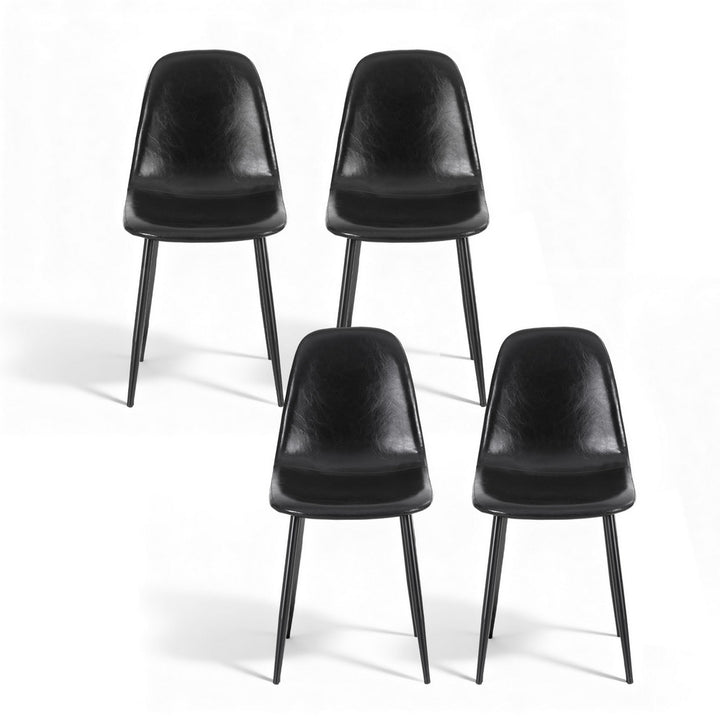 Artiss Leather Kitchen Dining Chairs Ergonomic (Set of 4) Black