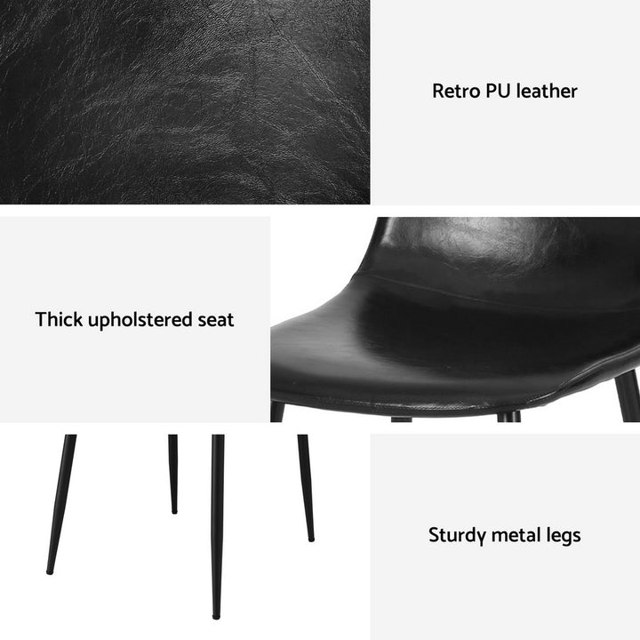 Artiss Leather Kitchen Dining Chairs Ergonomic (Set of 4) Black