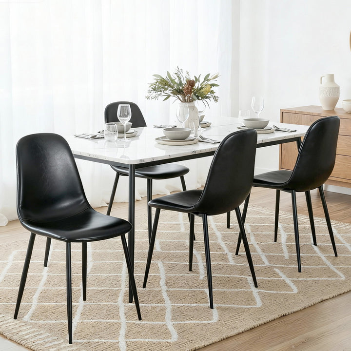 Artiss Leather Kitchen Dining Chairs Ergonomic (Set of 4) Black