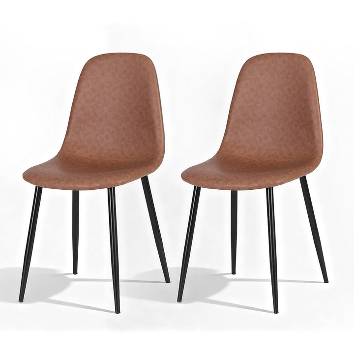 Artiss Leather Kitchen Dining Chairs Ergonomic (Set of 2) Tan