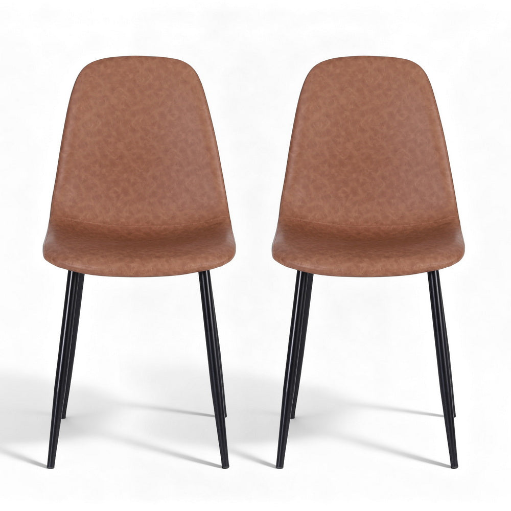 Artiss Leather Kitchen Dining Chairs Ergonomic (Set of 2) Tan