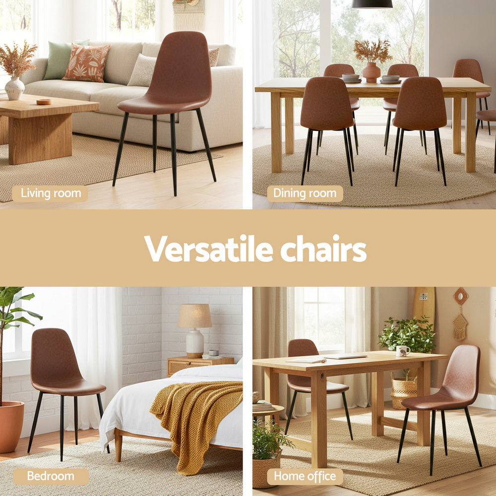 Artiss Leather Kitchen Dining Chairs Ergonomic (Set of 2) Tan