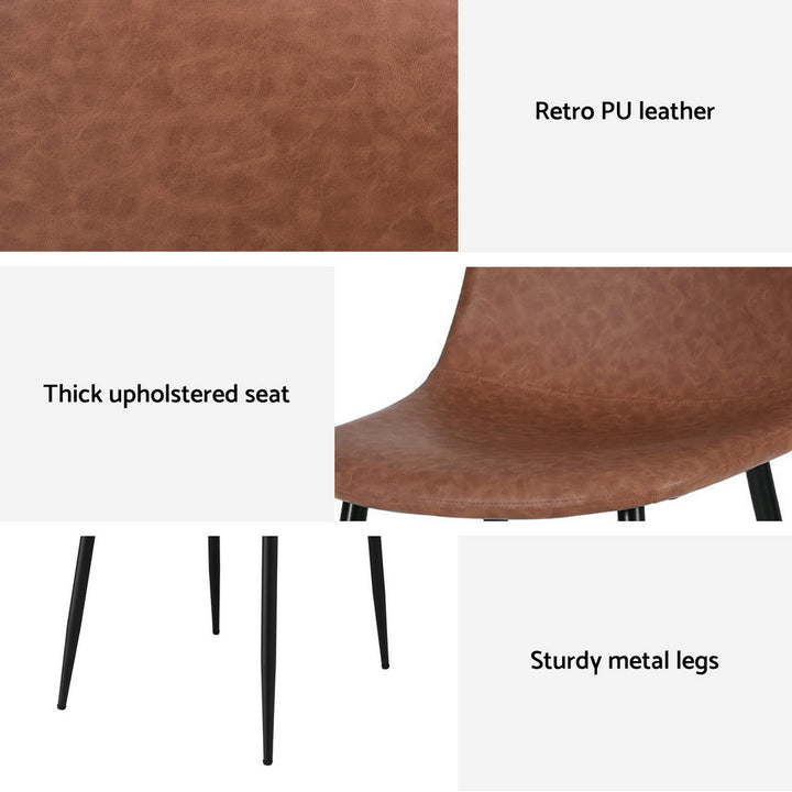 Artiss Leather Kitchen Dining Chairs Ergonomic (Set of 2) Tan