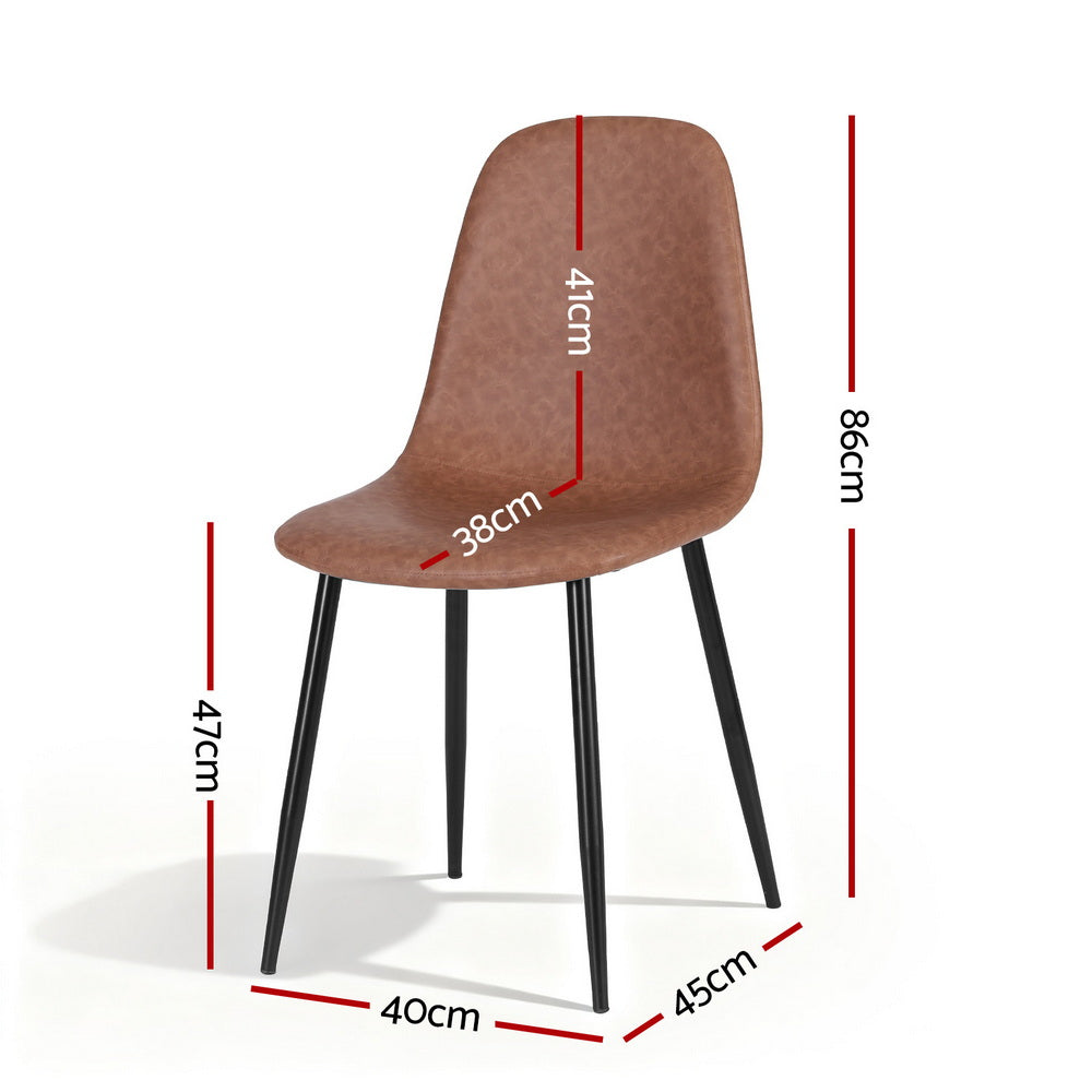 Artiss Leather Kitchen Dining Chairs Ergonomic (Set of 4) Tan