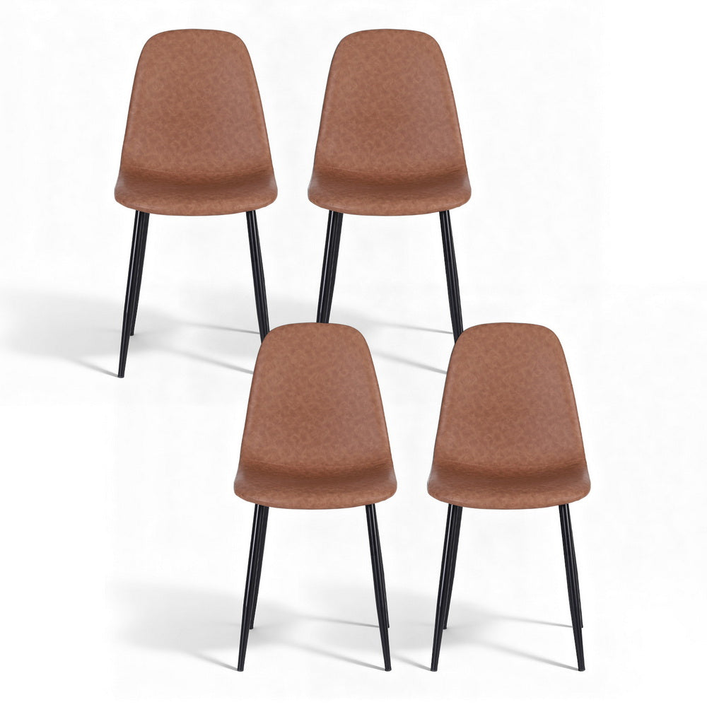 Artiss Leather Kitchen Dining Chairs Ergonomic (Set of 4) Tan