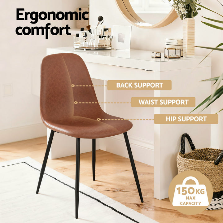 Artiss Leather Kitchen Dining Chairs Ergonomic (Set of 4) Tan