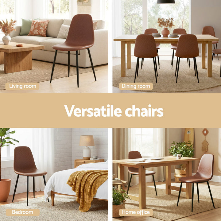 Artiss Leather Kitchen Dining Chairs Ergonomic (Set of 4) Tan