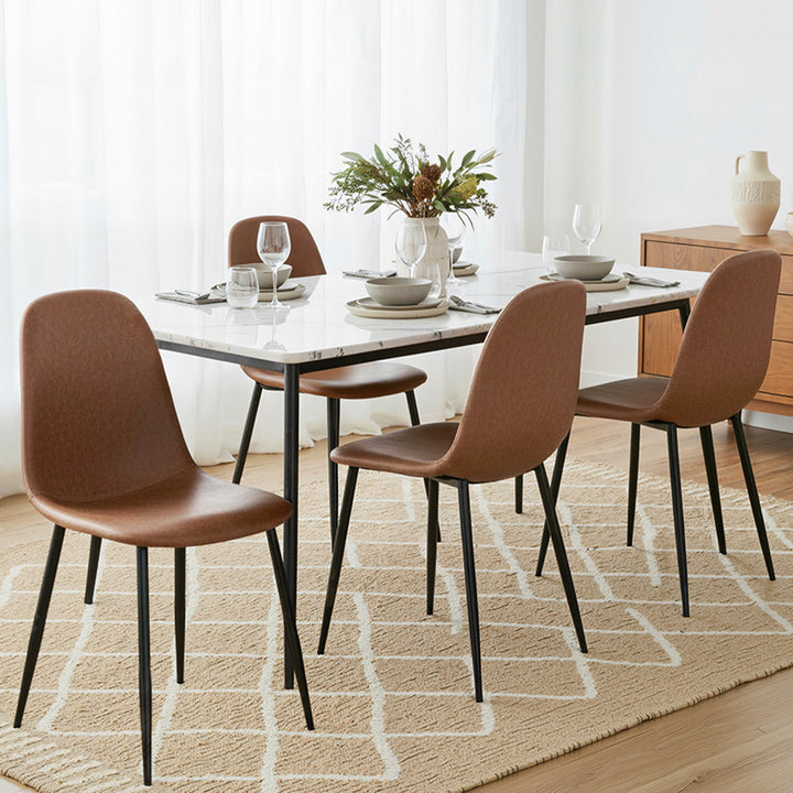 Artiss Leather Kitchen Dining Chairs Ergonomic (Set of 4) Tan