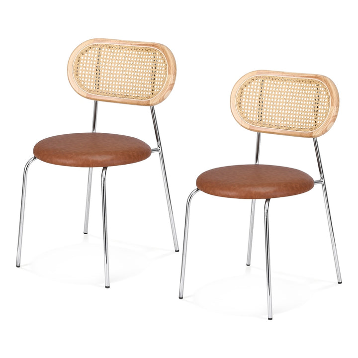 Artiss Rattan Kitchen Dining Chairs Round (Set of 2) Tan
