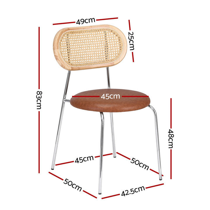 Artiss Rattan Kitchen Dining Chairs Round (Set of 4) Tan