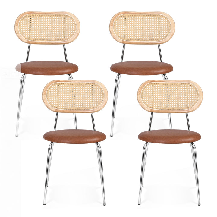 Artiss Rattan Kitchen Dining Chairs Round (Set of 4) Tan