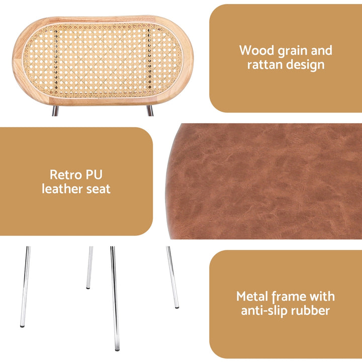 Artiss Rattan Kitchen Dining Chairs Round (Set of 4) Tan