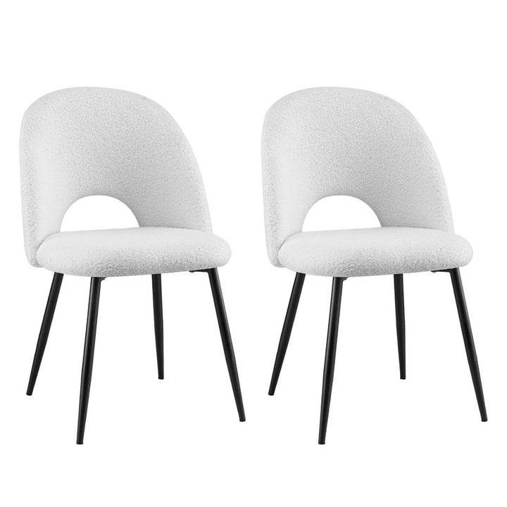 Artiss Fabric Kitchen Dining Chairs Boucle (Set of 2) White