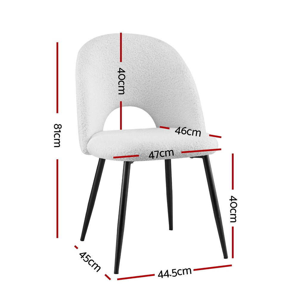 Artiss Fabric Kitchen Dining Chairs Boucle (Set of 2) White