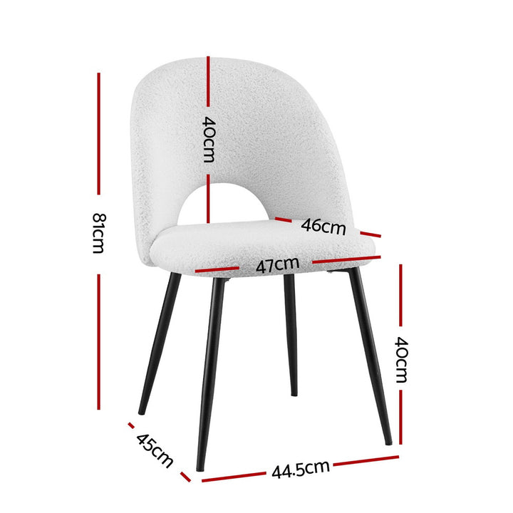 Artiss Fabric Kitchen Dining Chairs Boucle (Set of 2) White