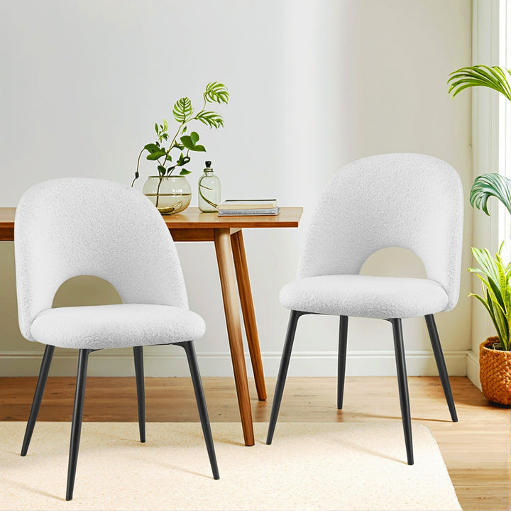 Artiss Fabric Kitchen Dining Chairs Boucle (Set of 2) White