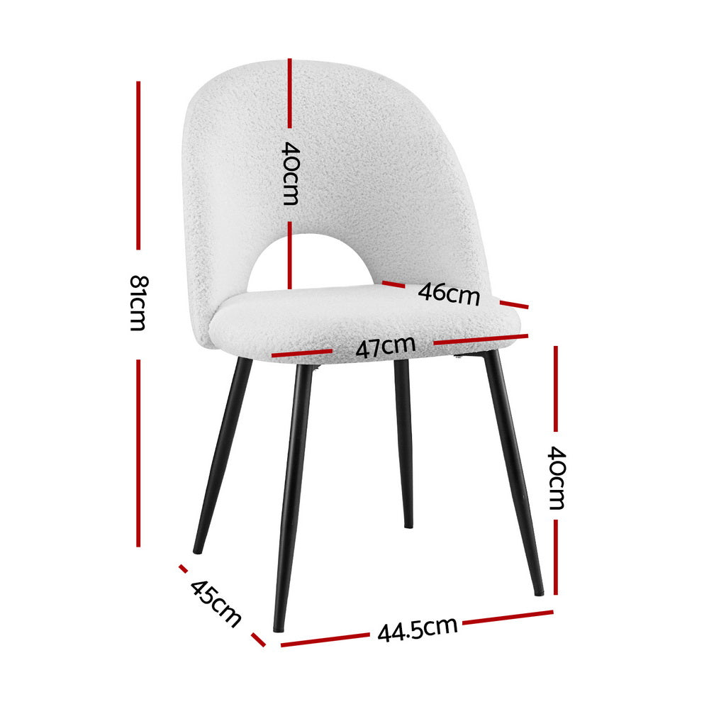 Artiss Fabric Kitchen Dining Chairs Boucle (Set of 4) White