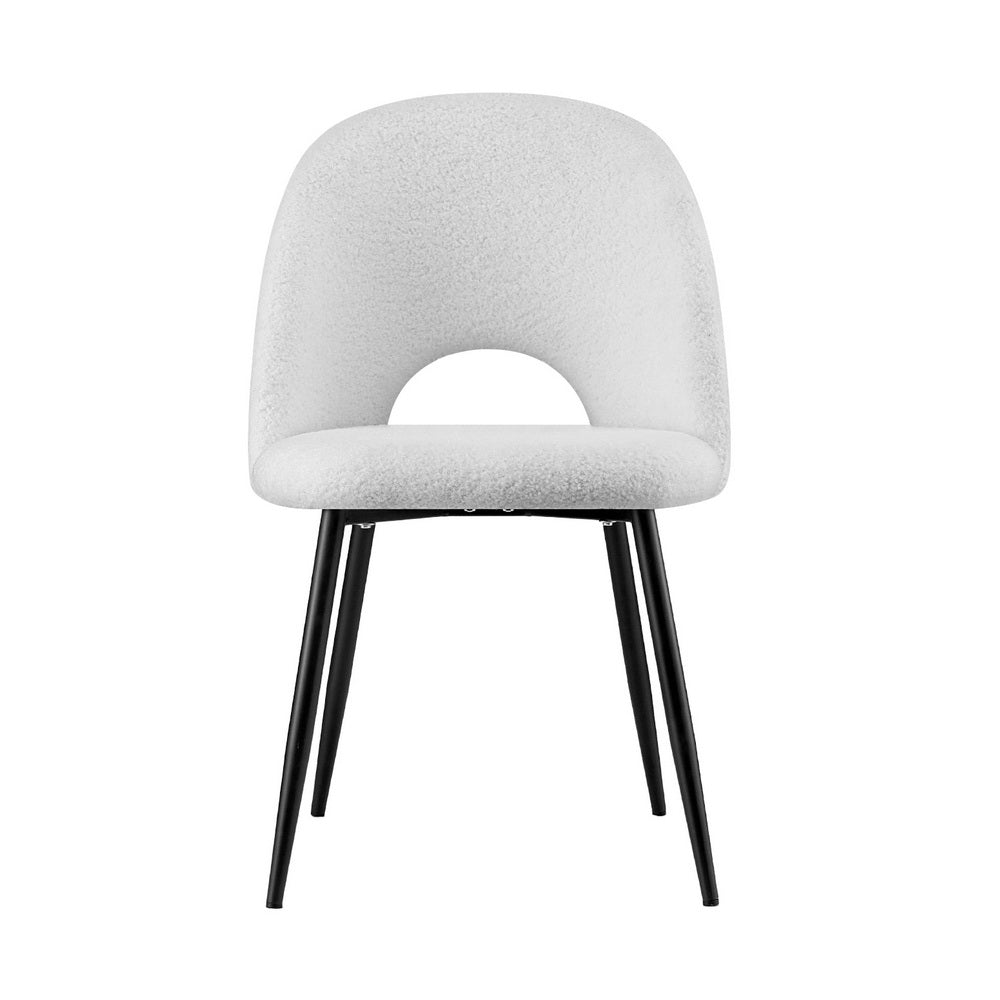 Artiss Fabric Kitchen Dining Chairs Boucle (Set of 4) White