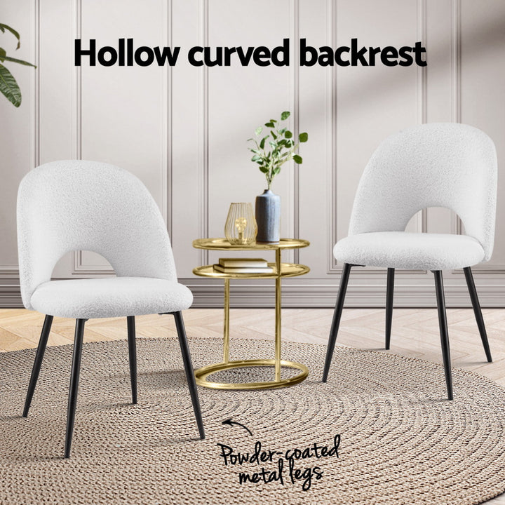 Artiss Fabric Kitchen Dining Chairs Boucle (Set of 4) White